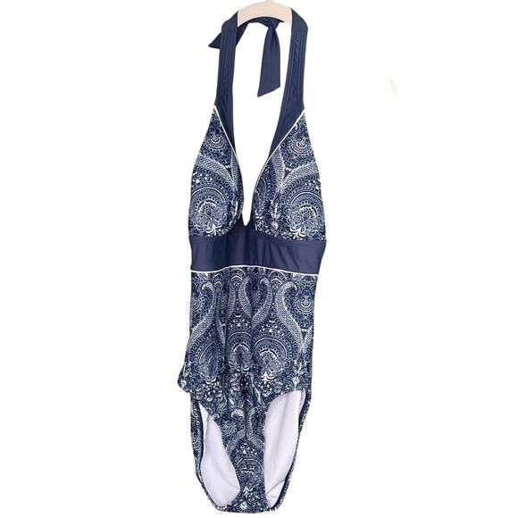 Venus Bohemian One-Piece Swimsuit in Denim Lace Size 12 F12 - Picture 2 of 11